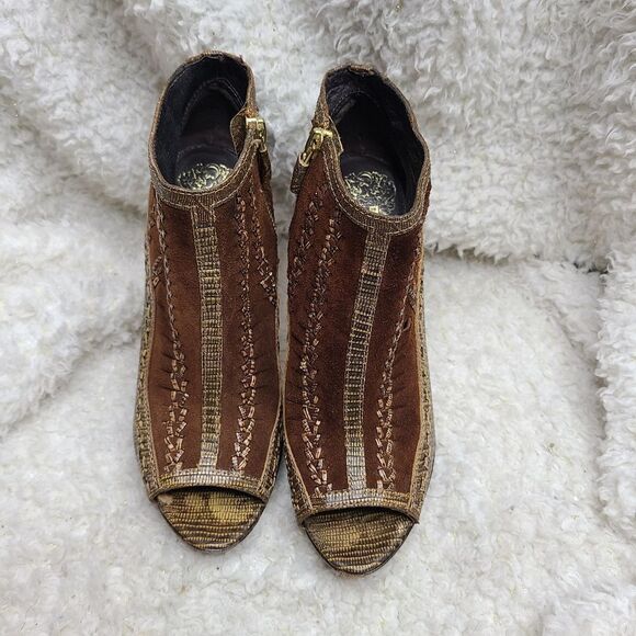 Vince Camuto Brown VC-Night‎ Peep-toe Booties sz 6 - Picture 2 of 9